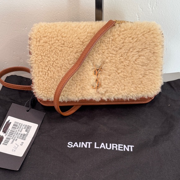 Yves Saint Laurent wool/Shearling Crossbody Bag w/ tag - Picture 1 of 8
